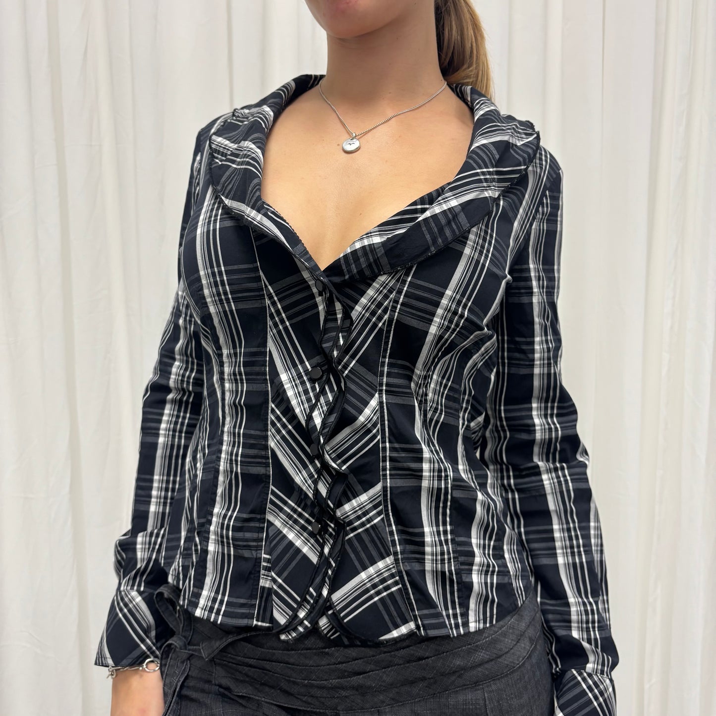 Plaid Ruffle Blouse