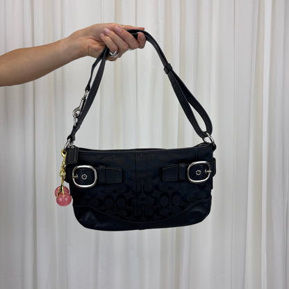 Coach Signature East West Buckle 2-Way Bag Black