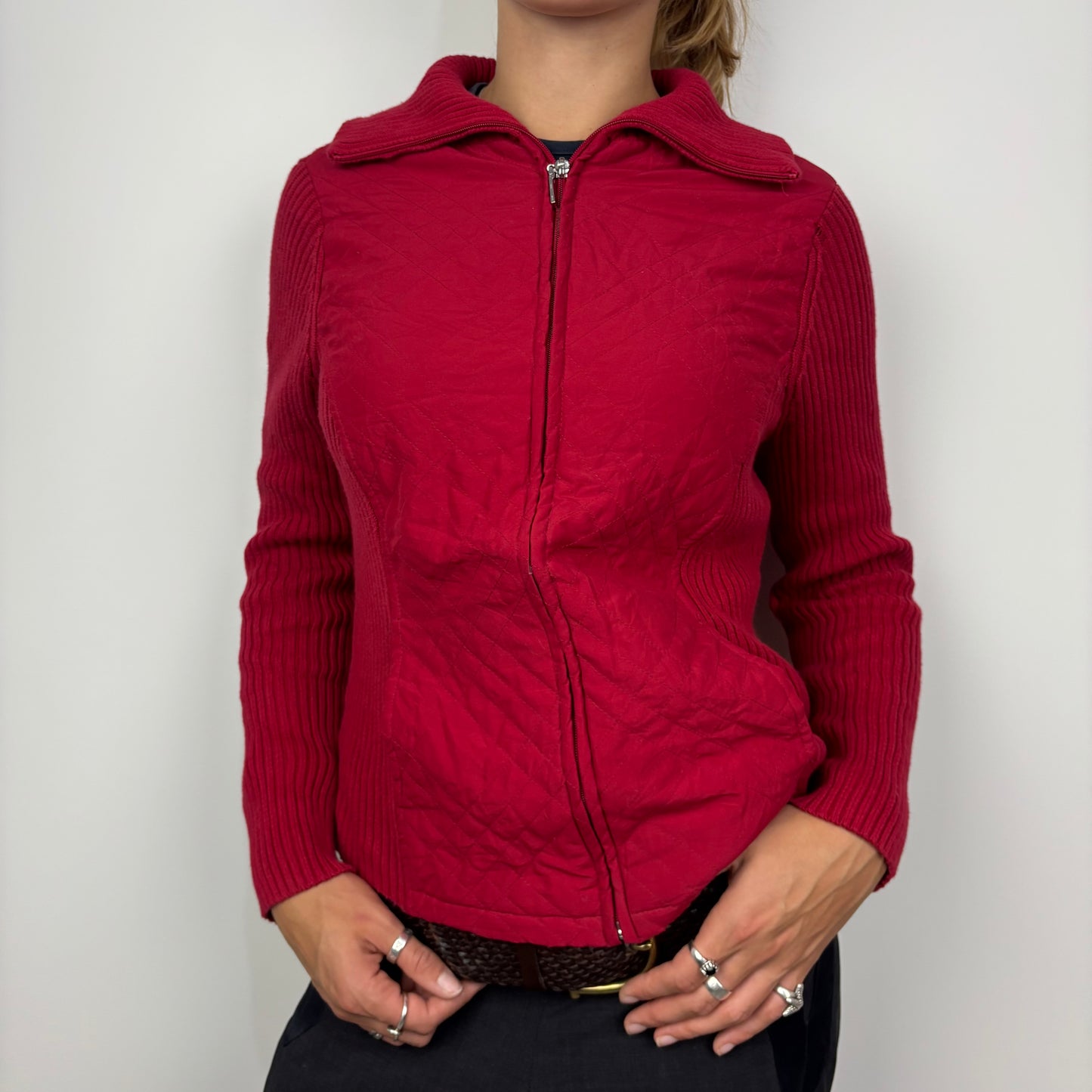Knitted and Quilted Red Jumper