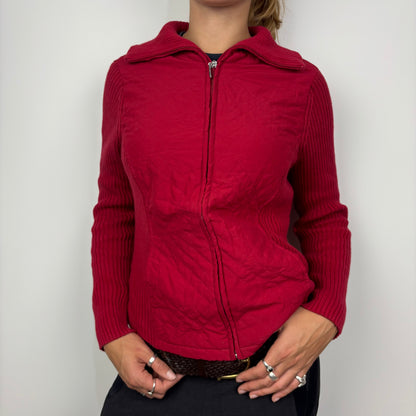 Knitted and Quilted Red Jumper
