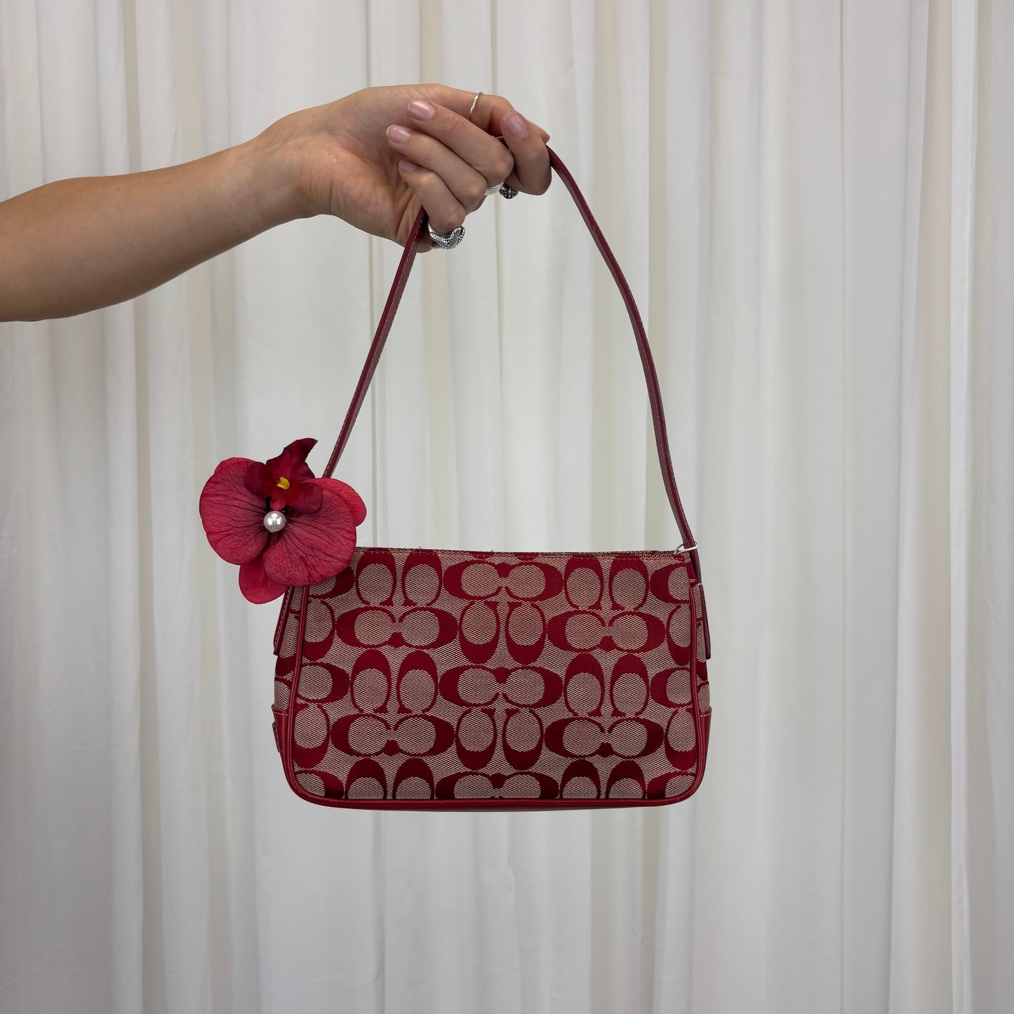 Coach Signature Red Demi Shoulder Bag