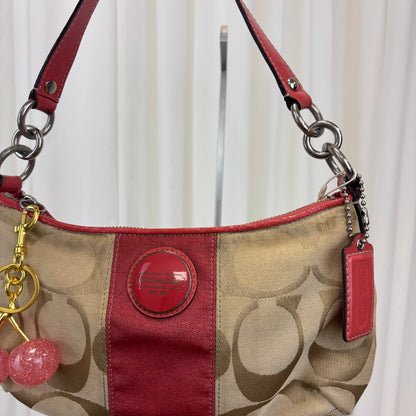 Coach Signature Stripe Demi Pink Two-Way Bag