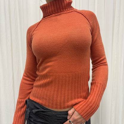 Orange Ribbed Turtleneck