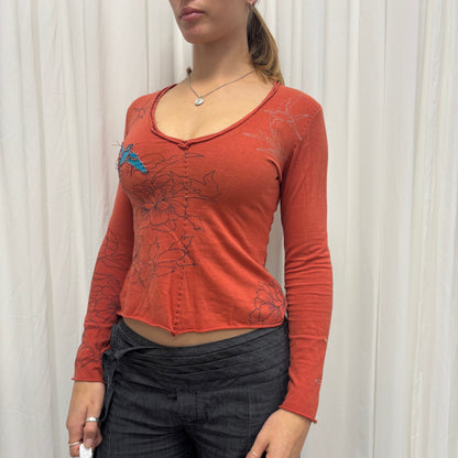 Patchwork V-Neck Longsleeve