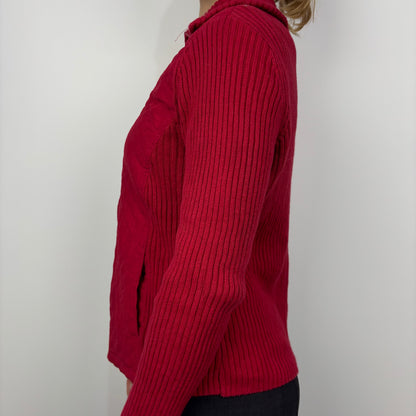 Knitted and Quilted Red Jumper