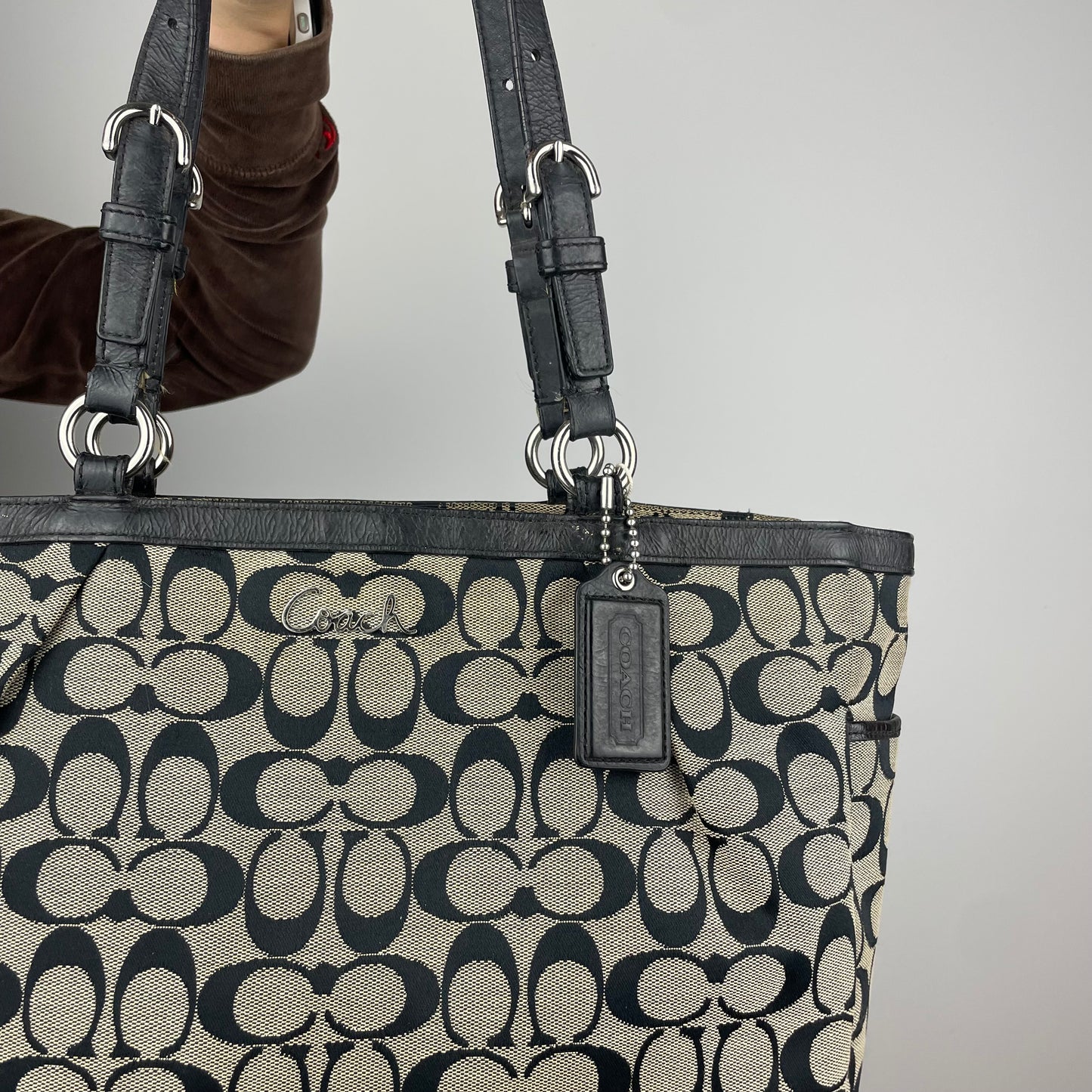 Coach Signature Grey Gallery Tote Bag