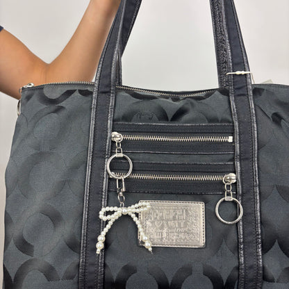 Coach Poppy Op Art Glam Tote Bag in Black