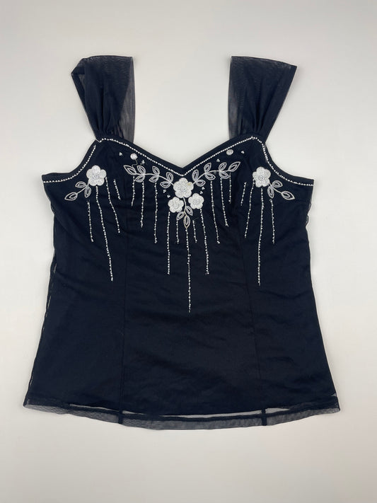 Beaded Black Cami