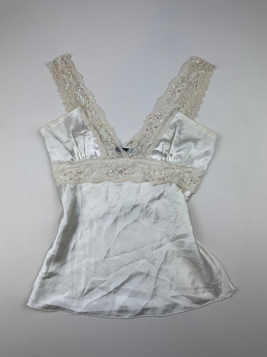 White Satin Cami with Tie back