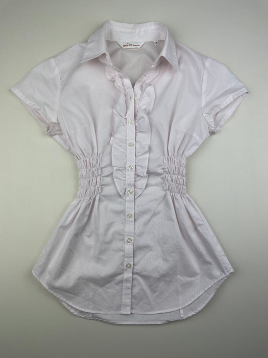Pink Ruffle Cinched Shirt
