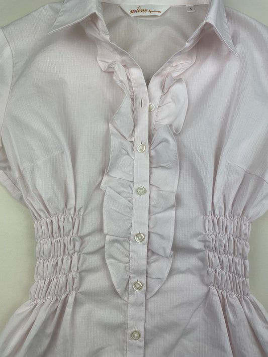 Pink Ruffle Cinched Shirt