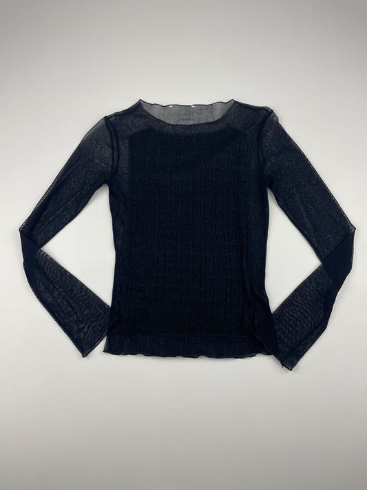 Mesh Long Sleeve w/ Knitted Patch