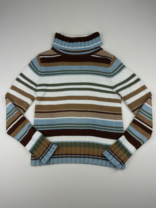 Y2K Striped Turtle Neck Knit