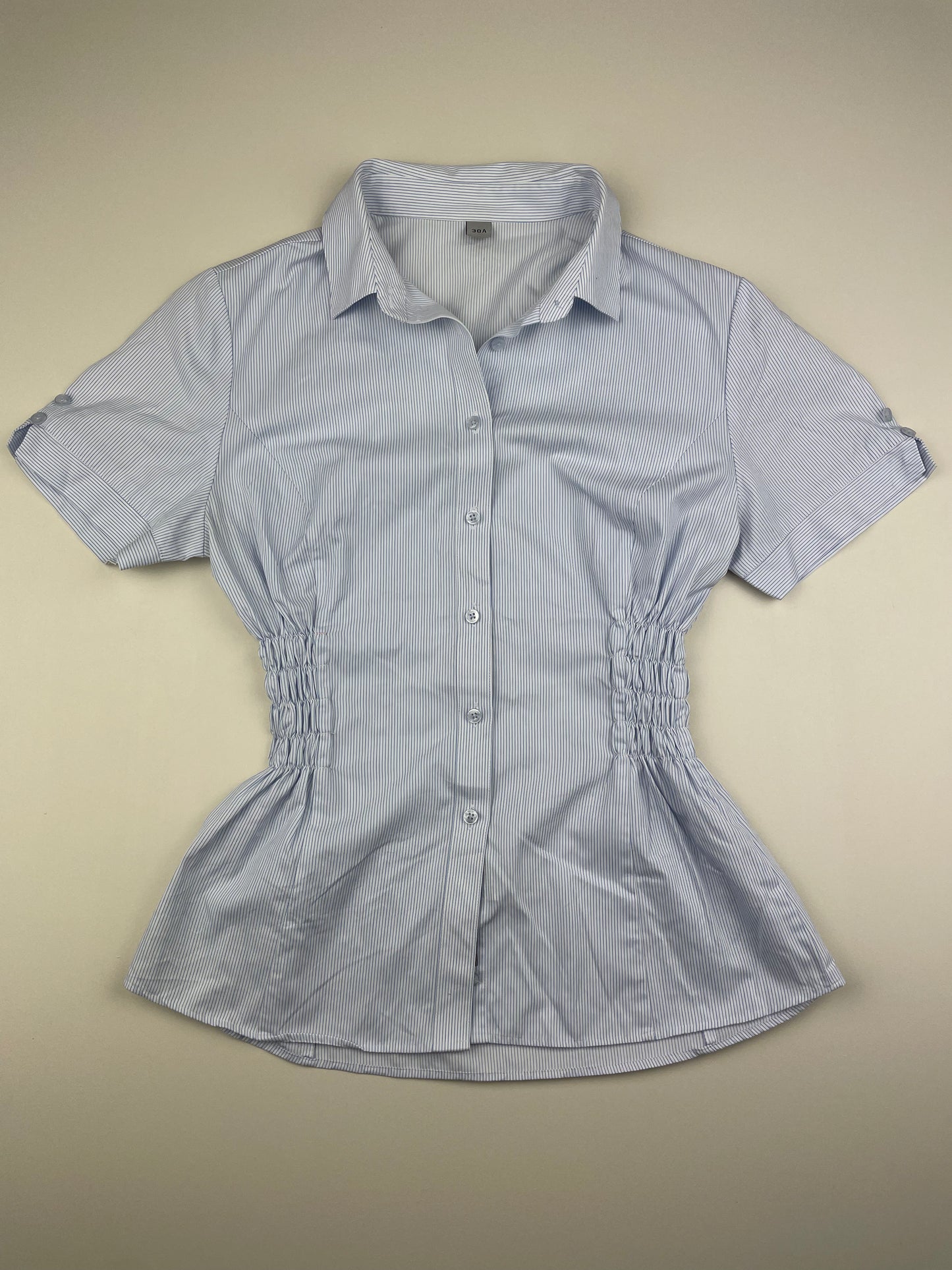 Blue Striped Cinched Shirt