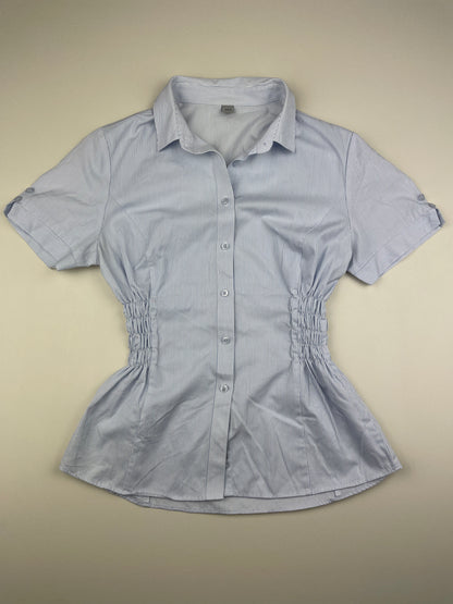 Blue Striped Cinched Shirt