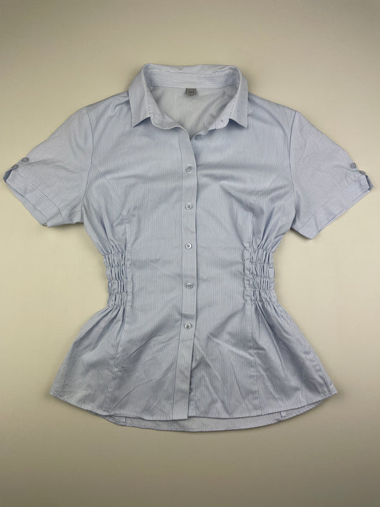 Blue Striped Cinched Shirt