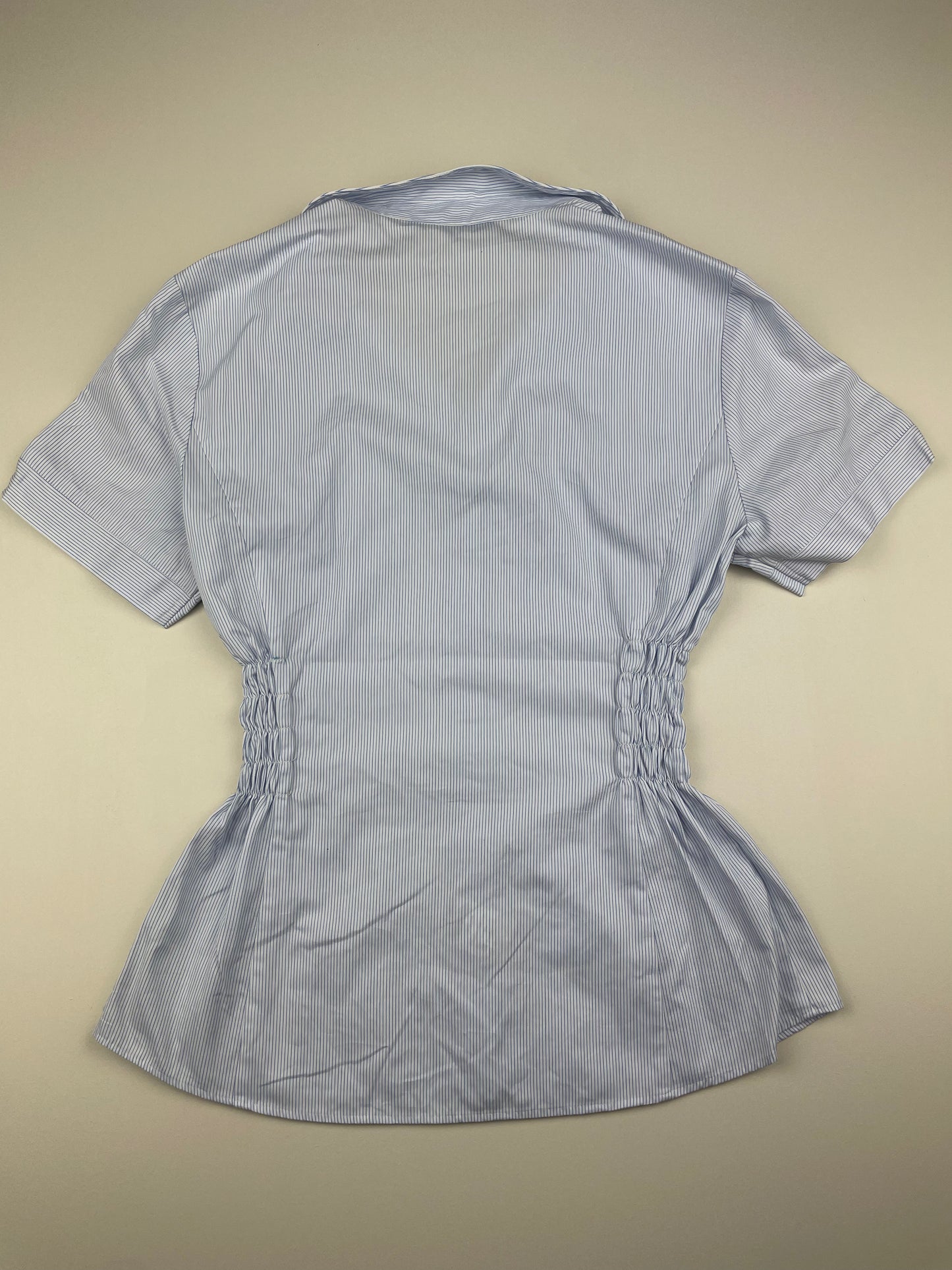 Blue Striped Cinched Shirt