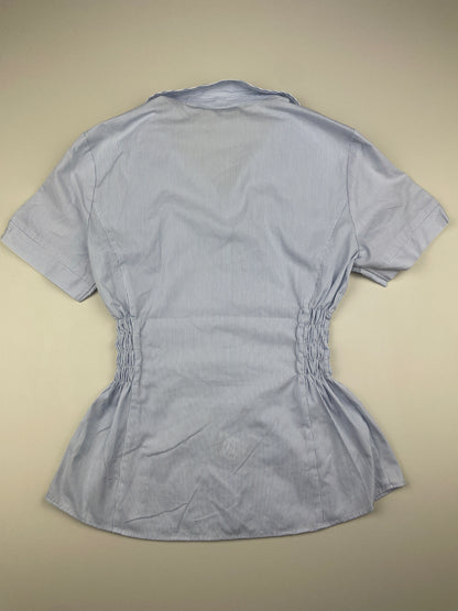 Blue Striped Cinched Shirt