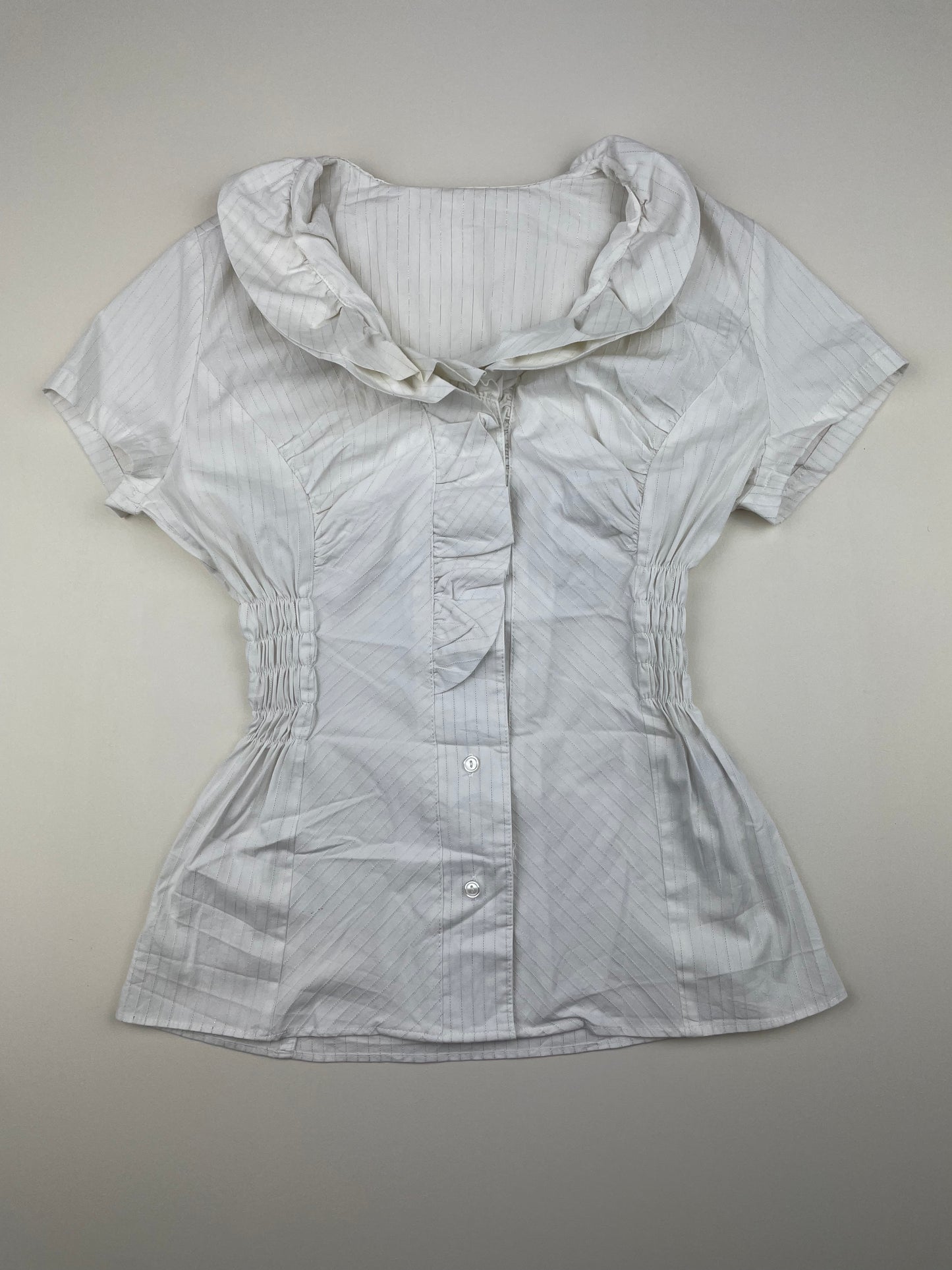 White Striped Cinched Shirt
