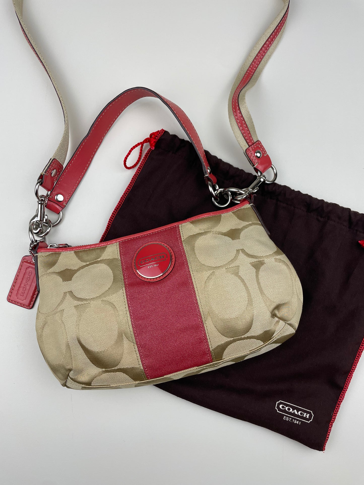 Coach signature Stripe Demi Two Way