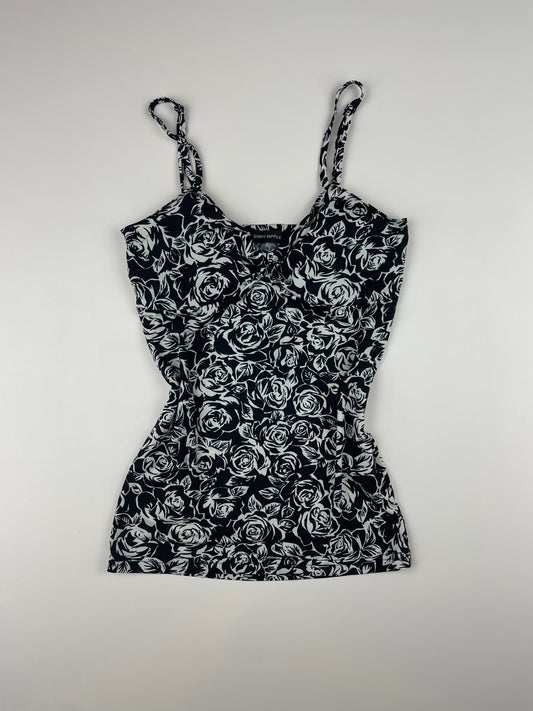 Rose Black and White Cami