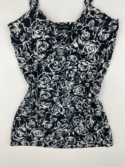 Rose Black and White Cami