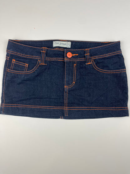 Denim Mini Skirt w/ Orange Contrast Stitching