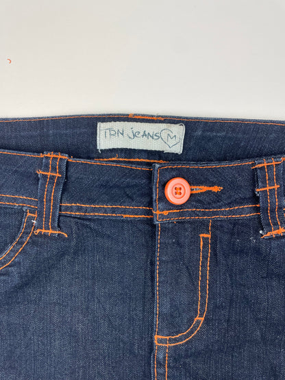 Denim Mini Skirt w/ Orange Contrast Stitching
