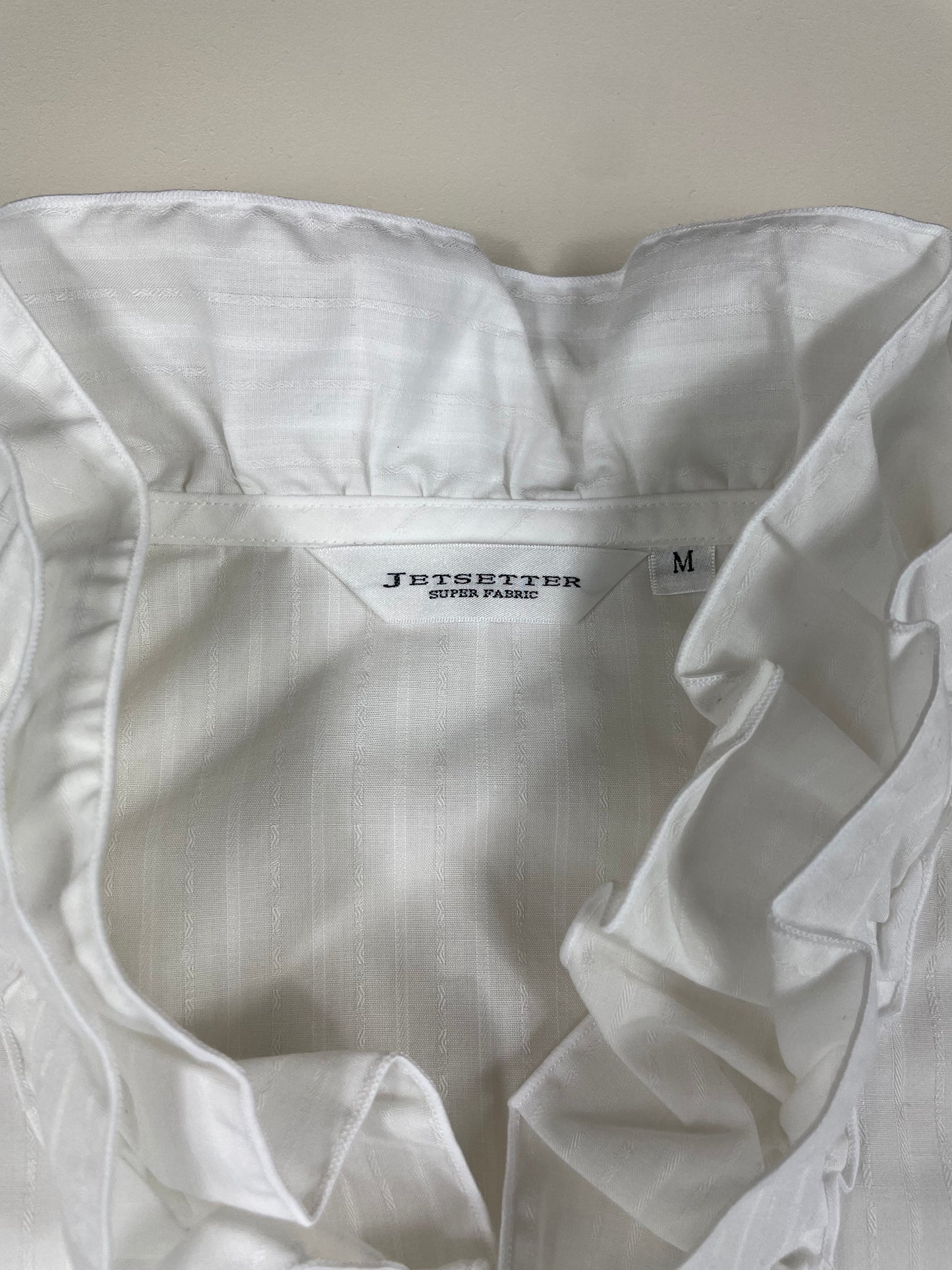 White Ruffled Cinched Shirt