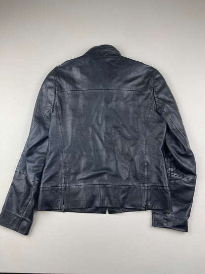 Black 90s Leather Moto Jacket