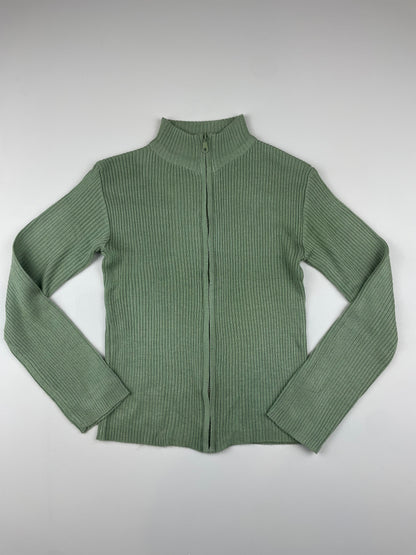 Green Knit Zip-Up