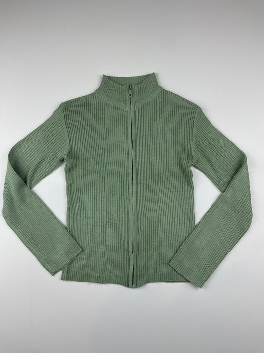 Green Knit Zip-Up