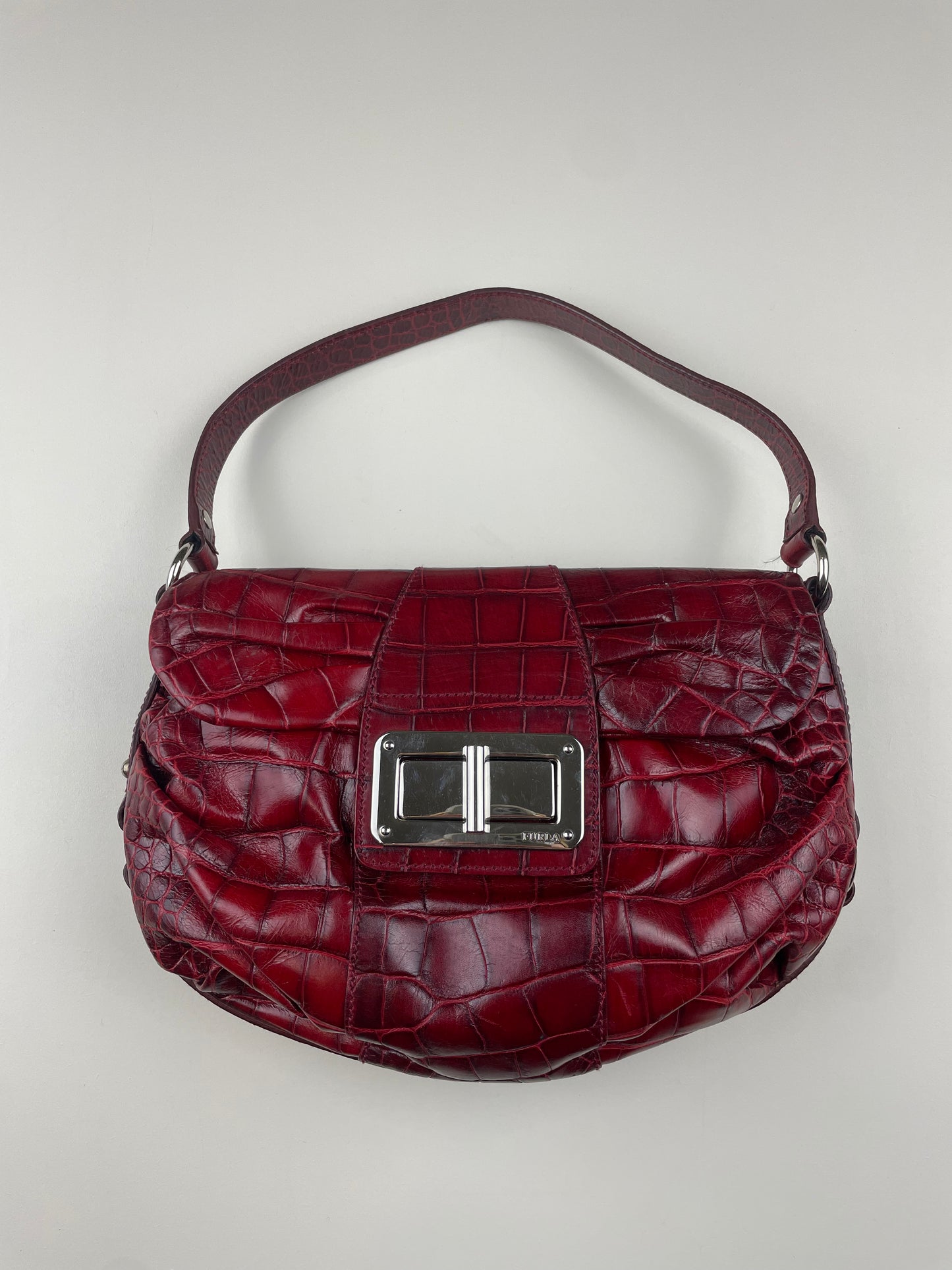 Furla Croc-embossed Leather Bag