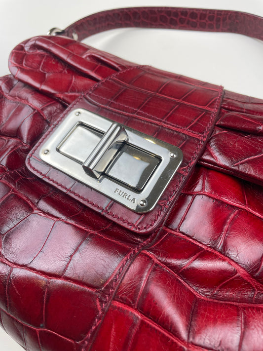 Furla Croc-embossed Leather Bag