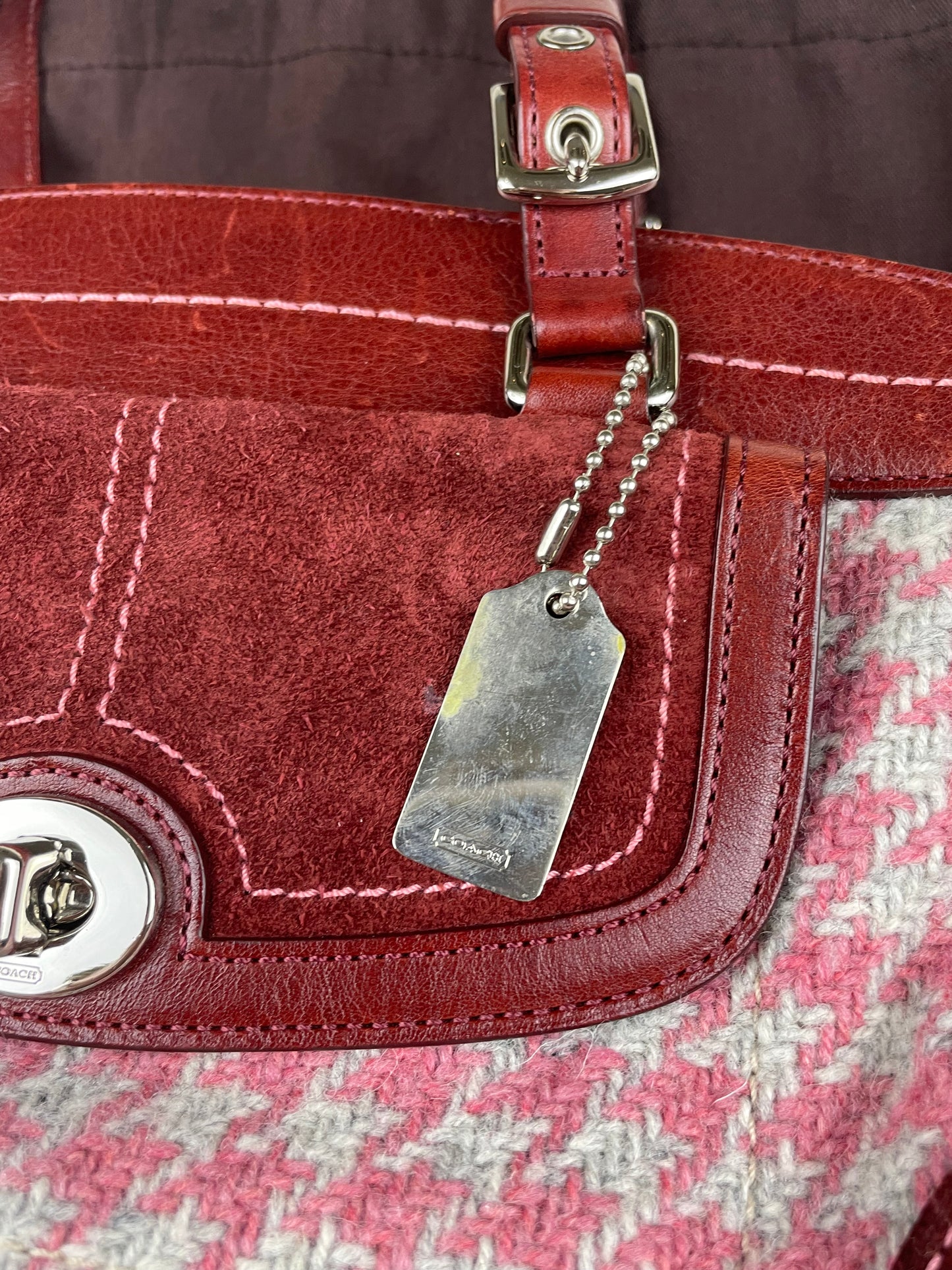 Rare Coach Houndstooth Hampton Satchel