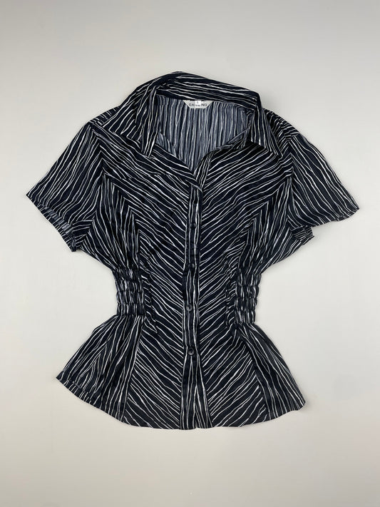 Black and White Striped Cinch Shirt