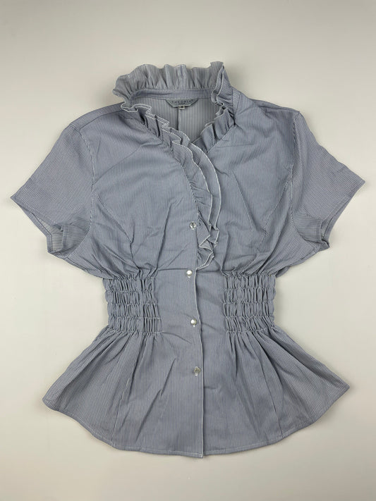 Blue and White Striped Cinch Shirt