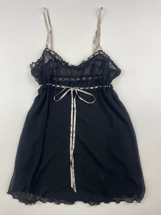 Black Lace Cami with Ribbon