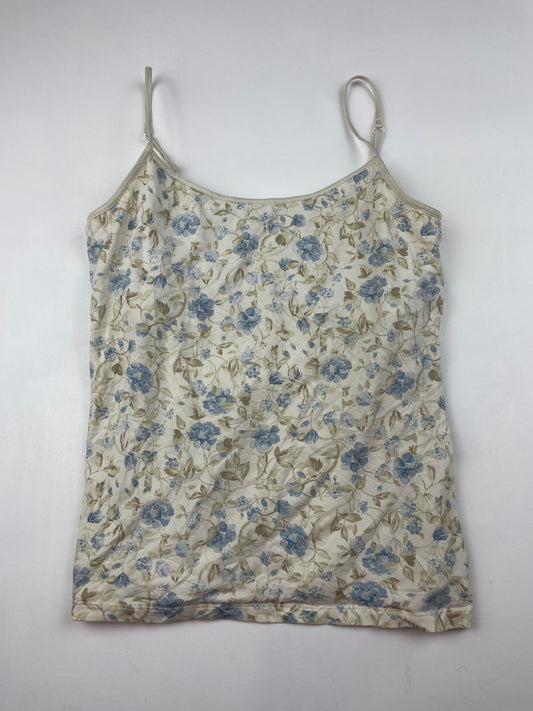White & Blue Flower Cami