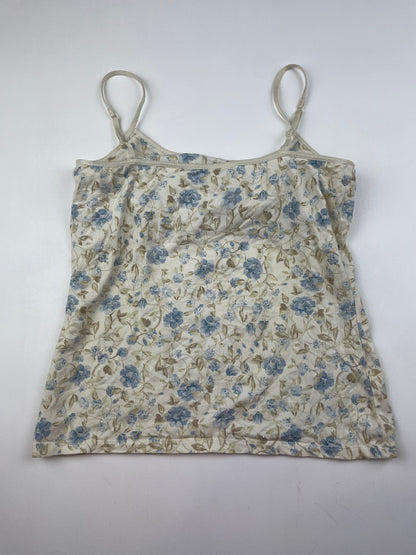 White & Blue Flower Cami