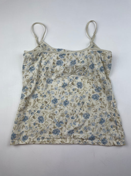 White & Blue Flower Cami