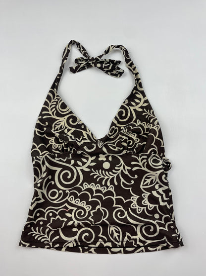 Brown Printed Halter Top