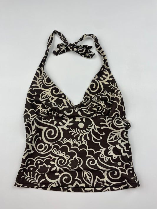 Brown Printed Halter Top