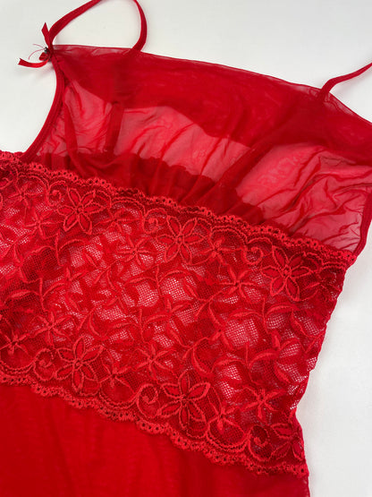 Asymmetric Red Lace Cami