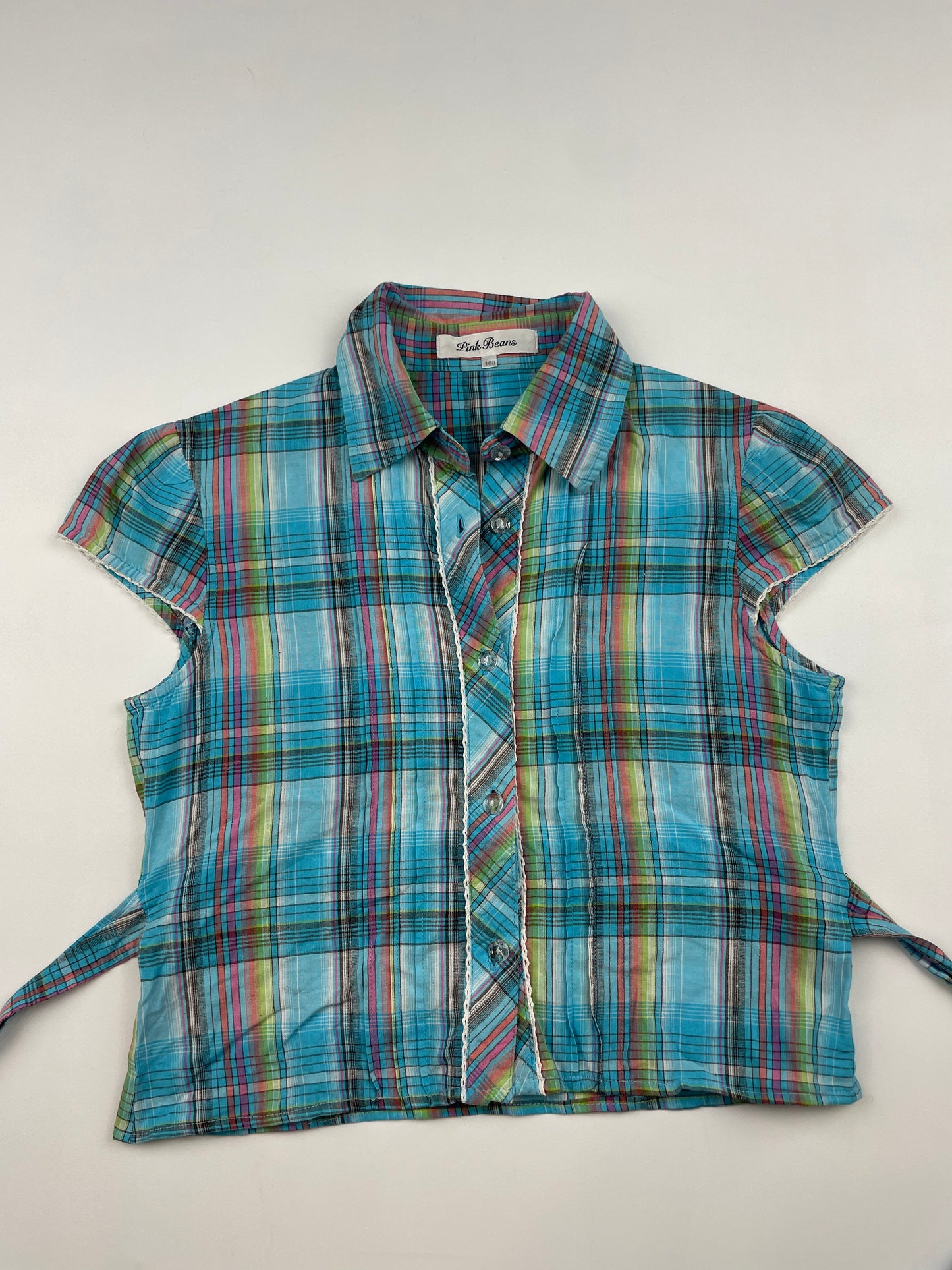 Plaid Shirt with Back Tie