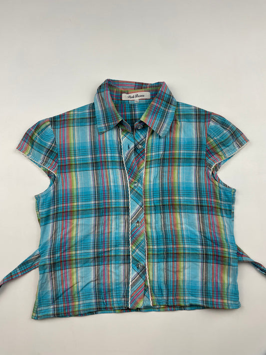 Plaid Shirt with Back Tie
