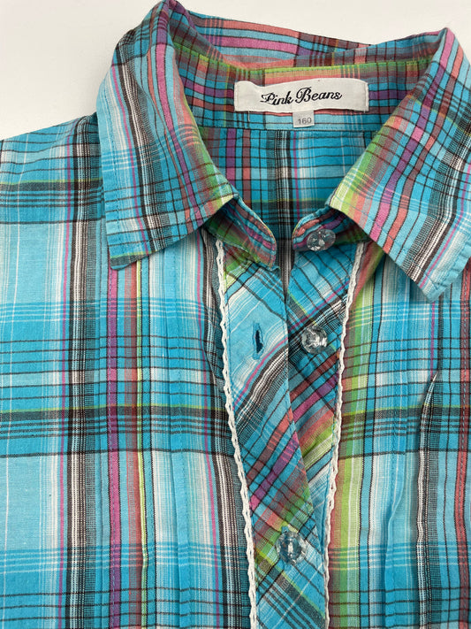 Plaid Shirt with Back Tie