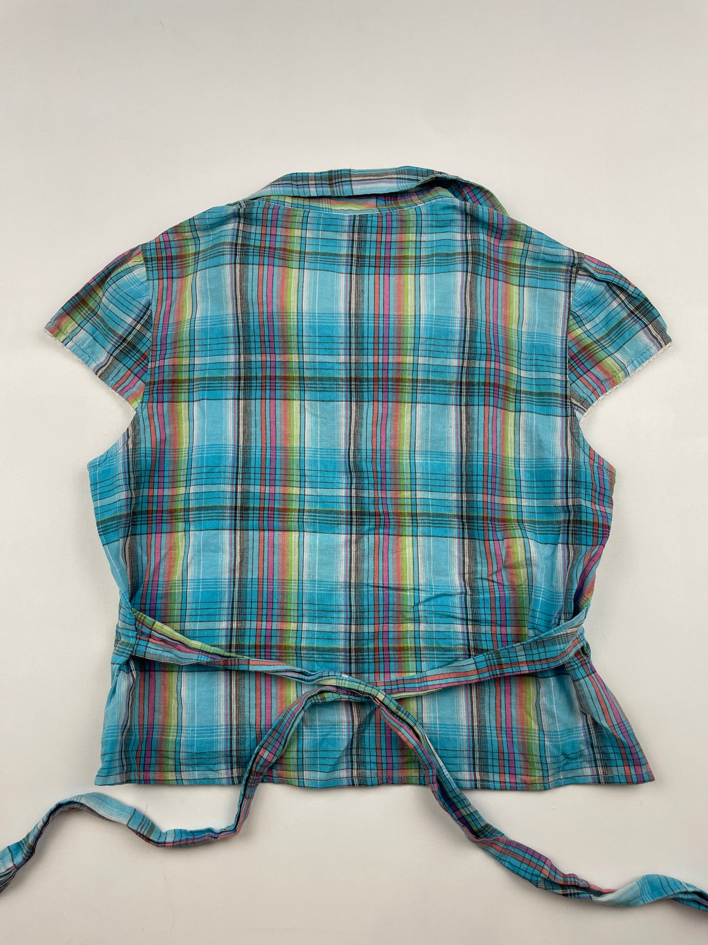 Plaid Shirt with Back Tie