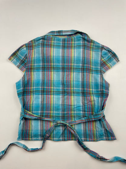 Plaid Shirt with Back Tie