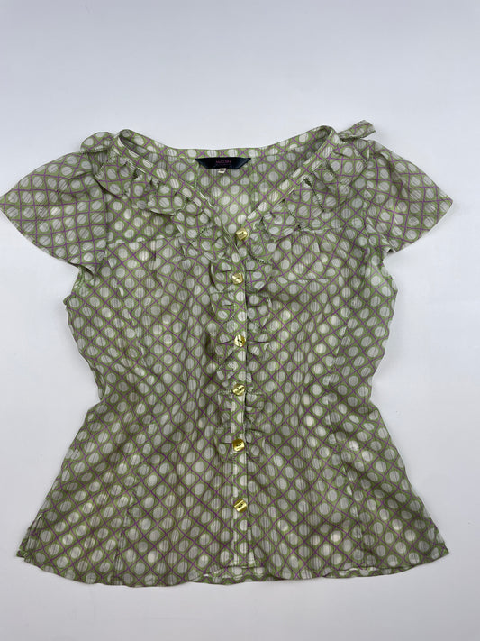 Geometric Ruffle Top
